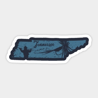 Tennessee Vintage Distressed Fly Fishing State Map Sticker